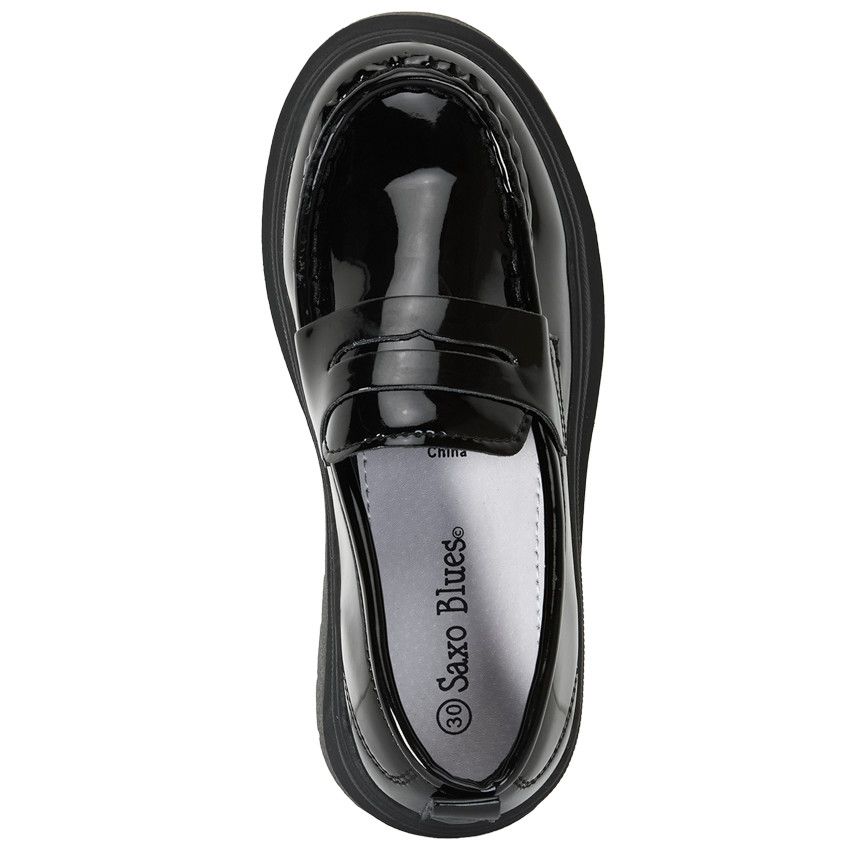 Mocassins compensés vernis pour fille - Noir