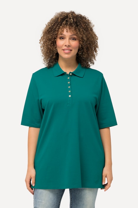 Poloshirt, Piqué, Polokragen, Samt-Knopfleiste, Halbarm