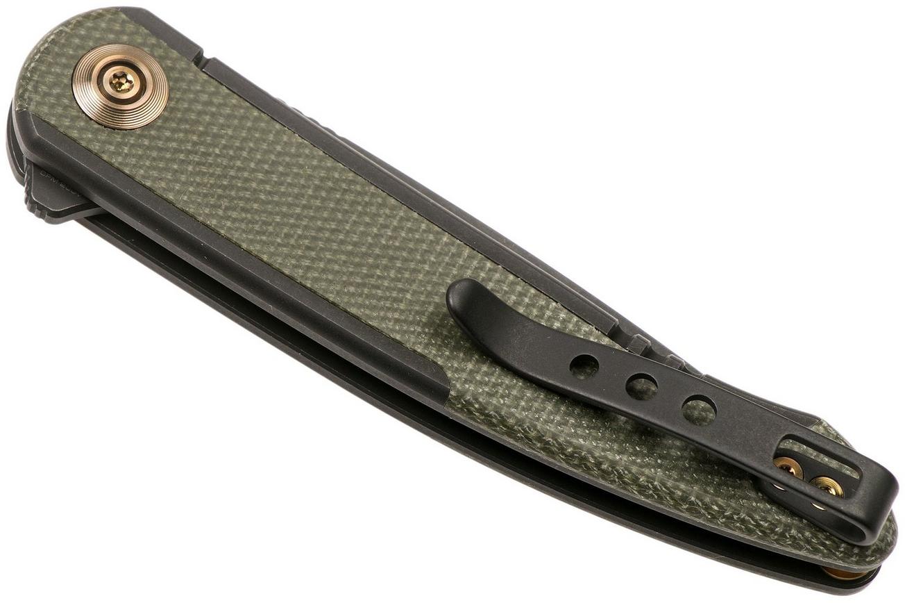 WE Knife Smooth Sentinel WE20043-4 Black Titanium Green Micarta zakmes