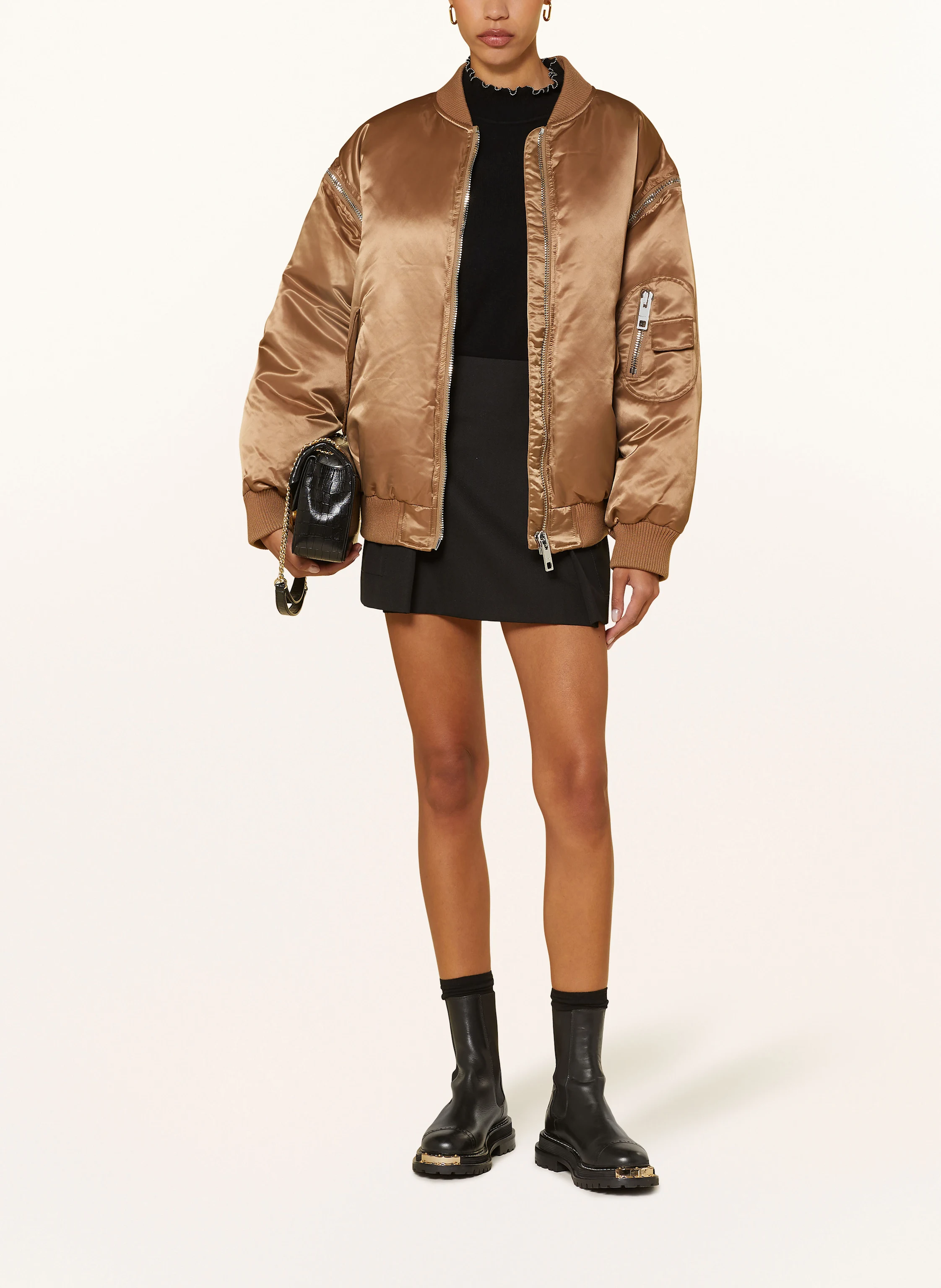 SANDRO Oversized-Blouson aus Satin mit abnehmbaren Ärmeln