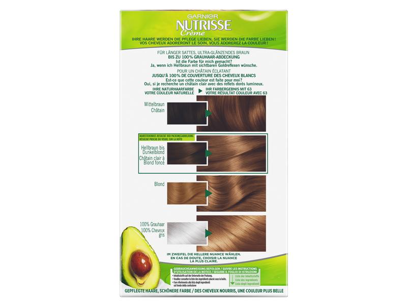 Garnier Haarcoloration Nutrisse Crème 63 Goldenes Dunkelblo Haarfarbe verleiht dem Haar seidig strahlenden Glanz