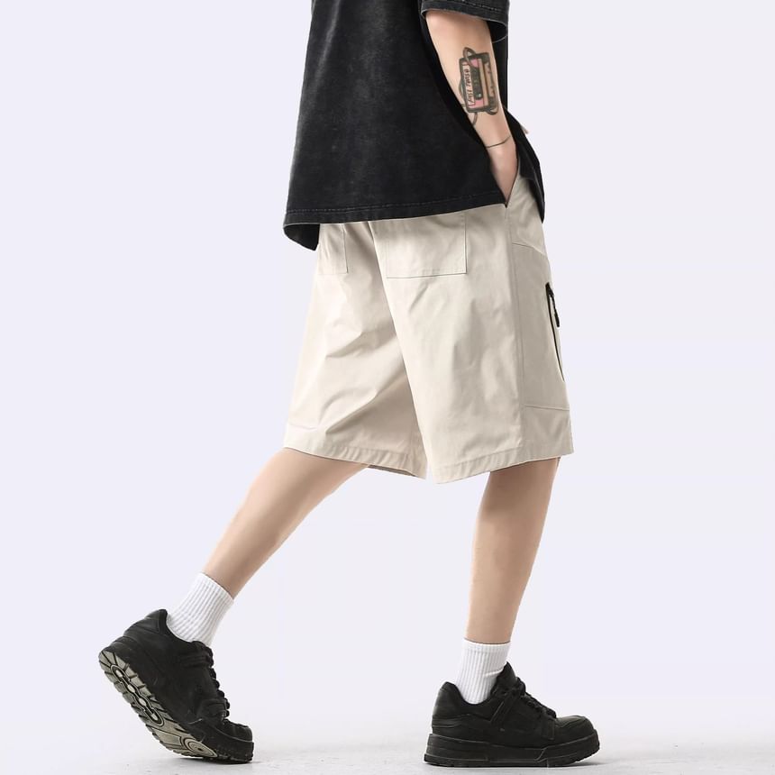 Capbrew - Effen cargoshorts met elastische taille