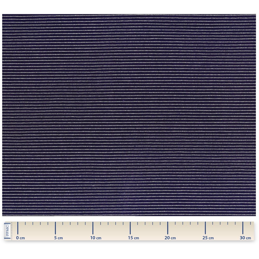 Tissu Jersey Rayé Argent Marine