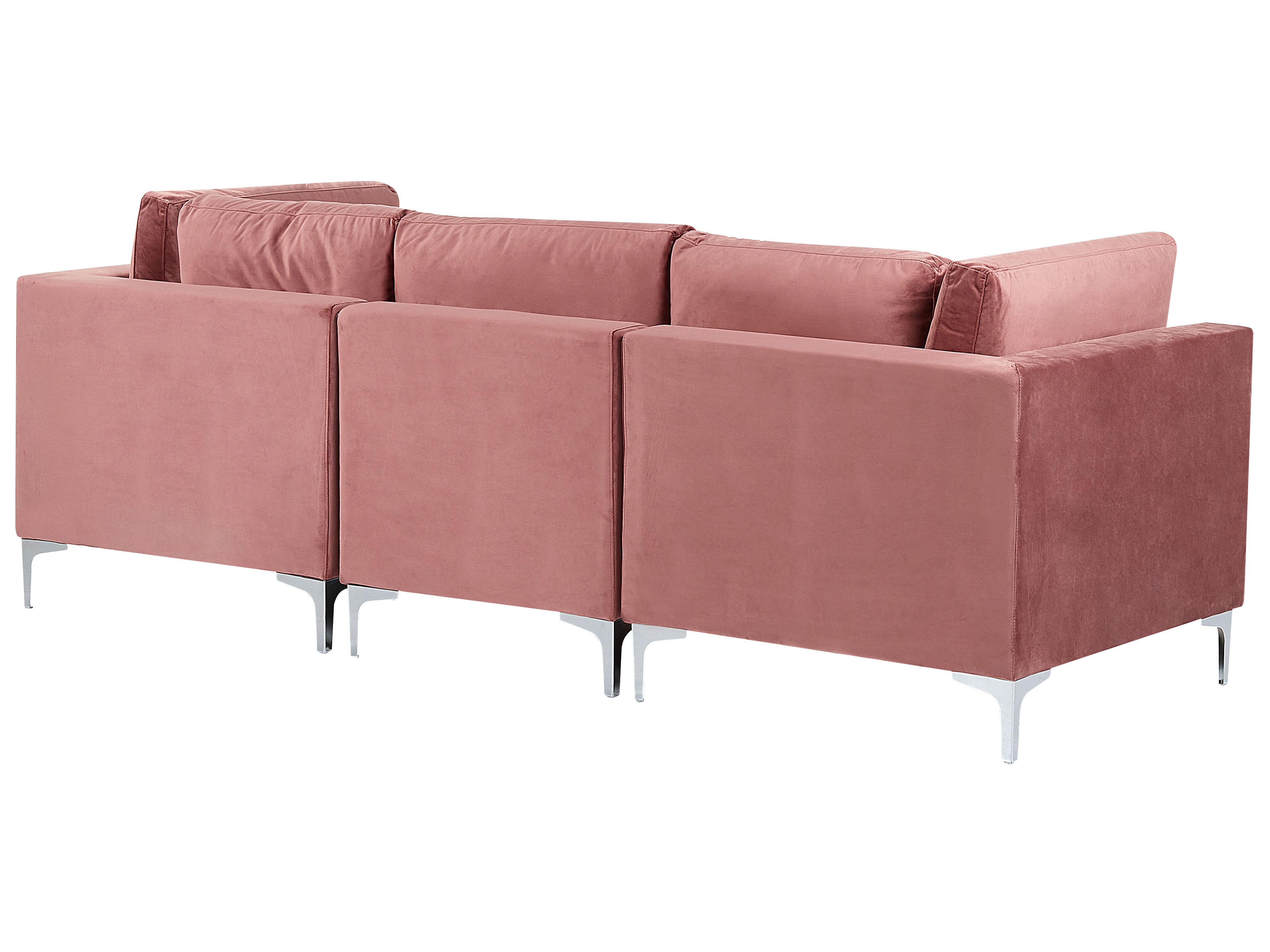 Modulaire bank 3-zits EVJA Fluweel Roze met ottomaan