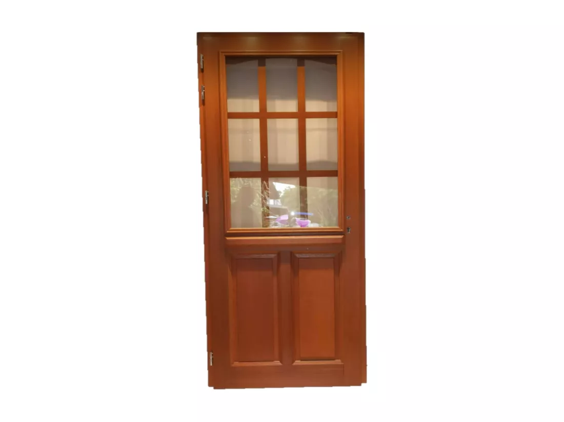 Porte D'Entree Bois Vitree, Agatha, H,215Xl,80 P, Droit + Poignée Et Barillet (Ref010723No) Cote Tableau