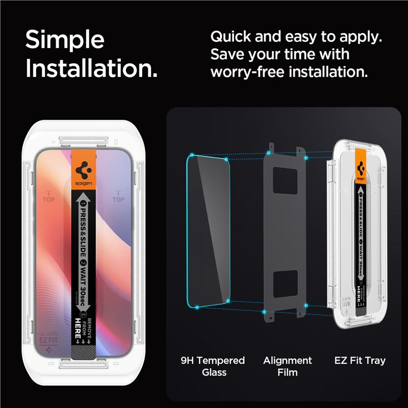 (2er Set) iPhone 16 Pro Max Glas Tr EZ Fit Panzer Glas Case Friendly mit Rahmen   Montagerahmen (AGL07907)