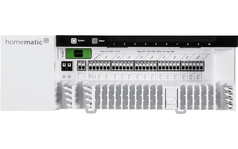 Smart Home Funk-Fussbodenheizungsaktor 230 V 10-fach<br>Zur komfortablen Steuerung der Fussbodenheizung und Bodenheizung – HmIP-FAL230-C10