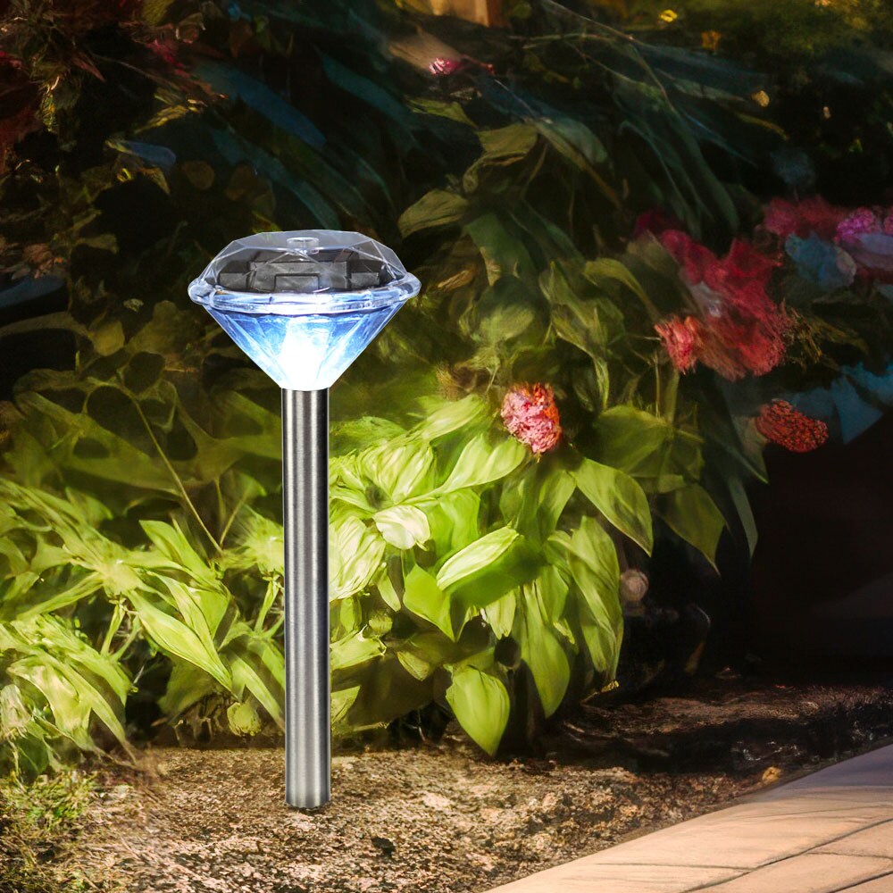 2er Set LED Solar Steckleuchte, Diamant Design, H 34 cm