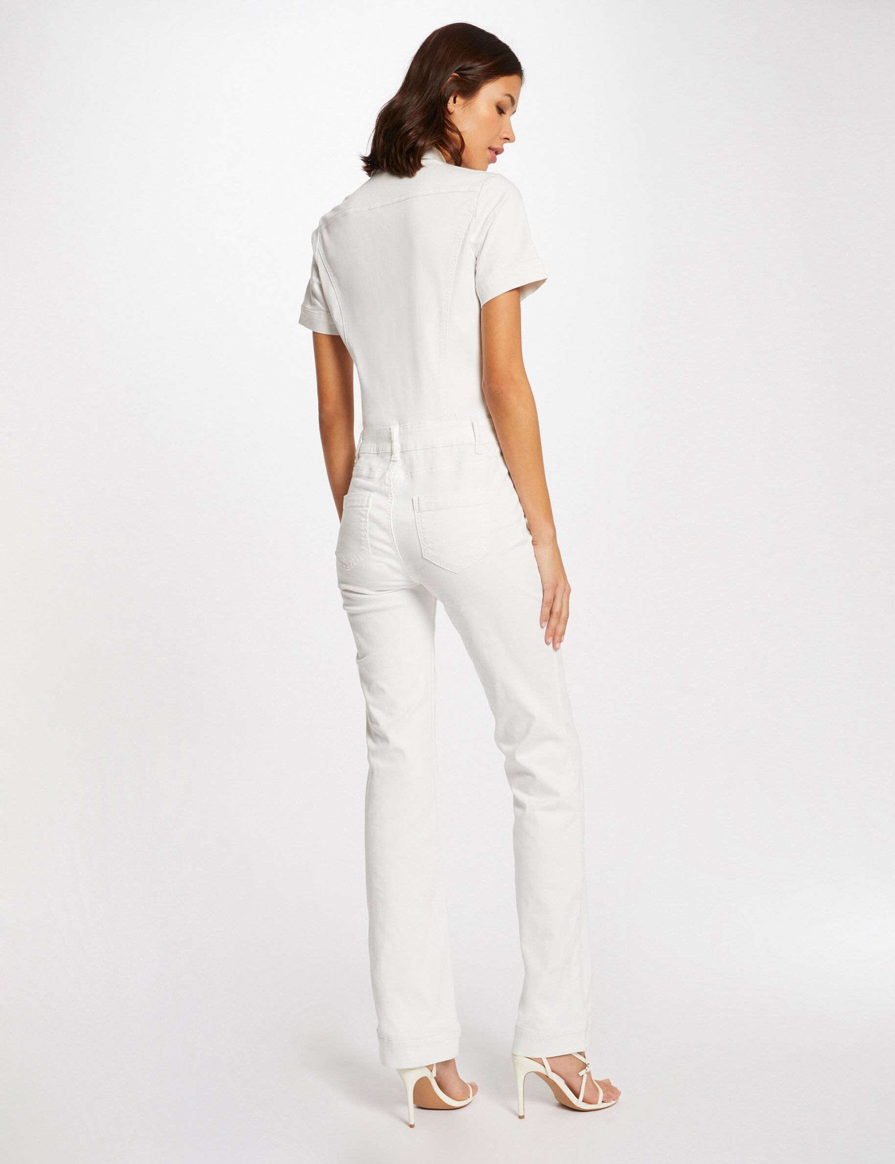 Combinaison flare boutonnée ecru femme - ecru