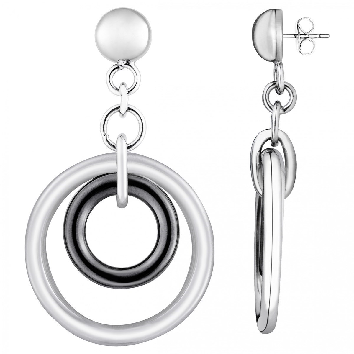 Boucles d'oreilles pendantes en Acier 316L et céramique - blanc brillant