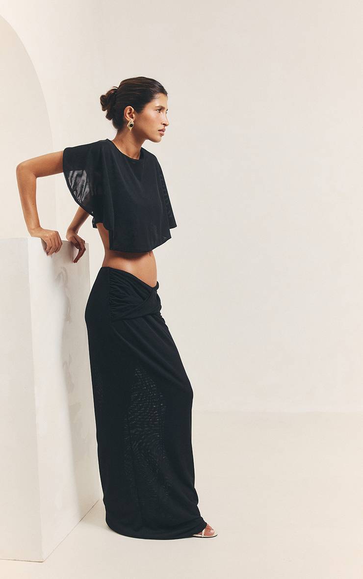Noir Ensemble Haut Cape Dos Nu En Mesh