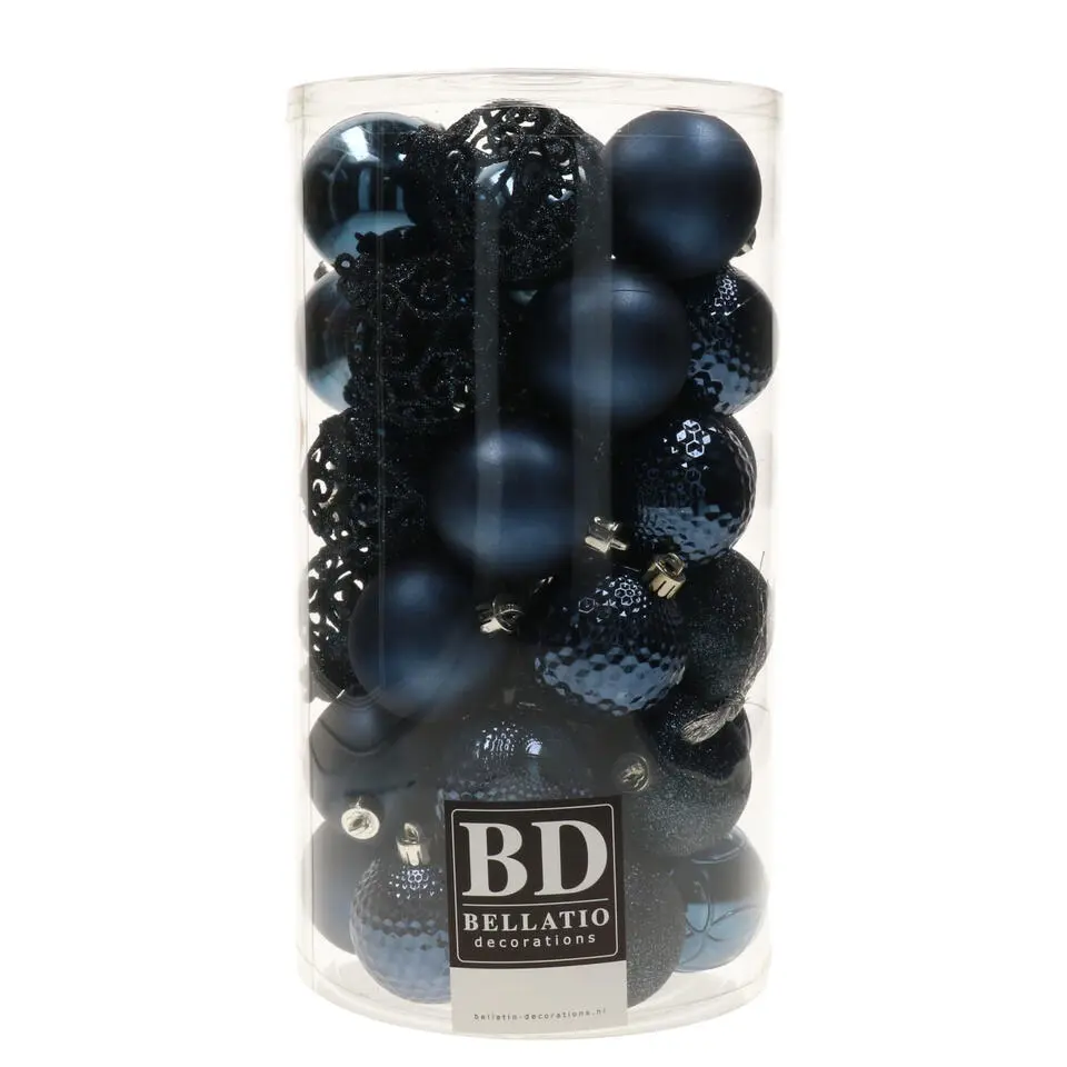 Bellatio decorations Kerstballen - 37x st - donkerblauw - 6 cm