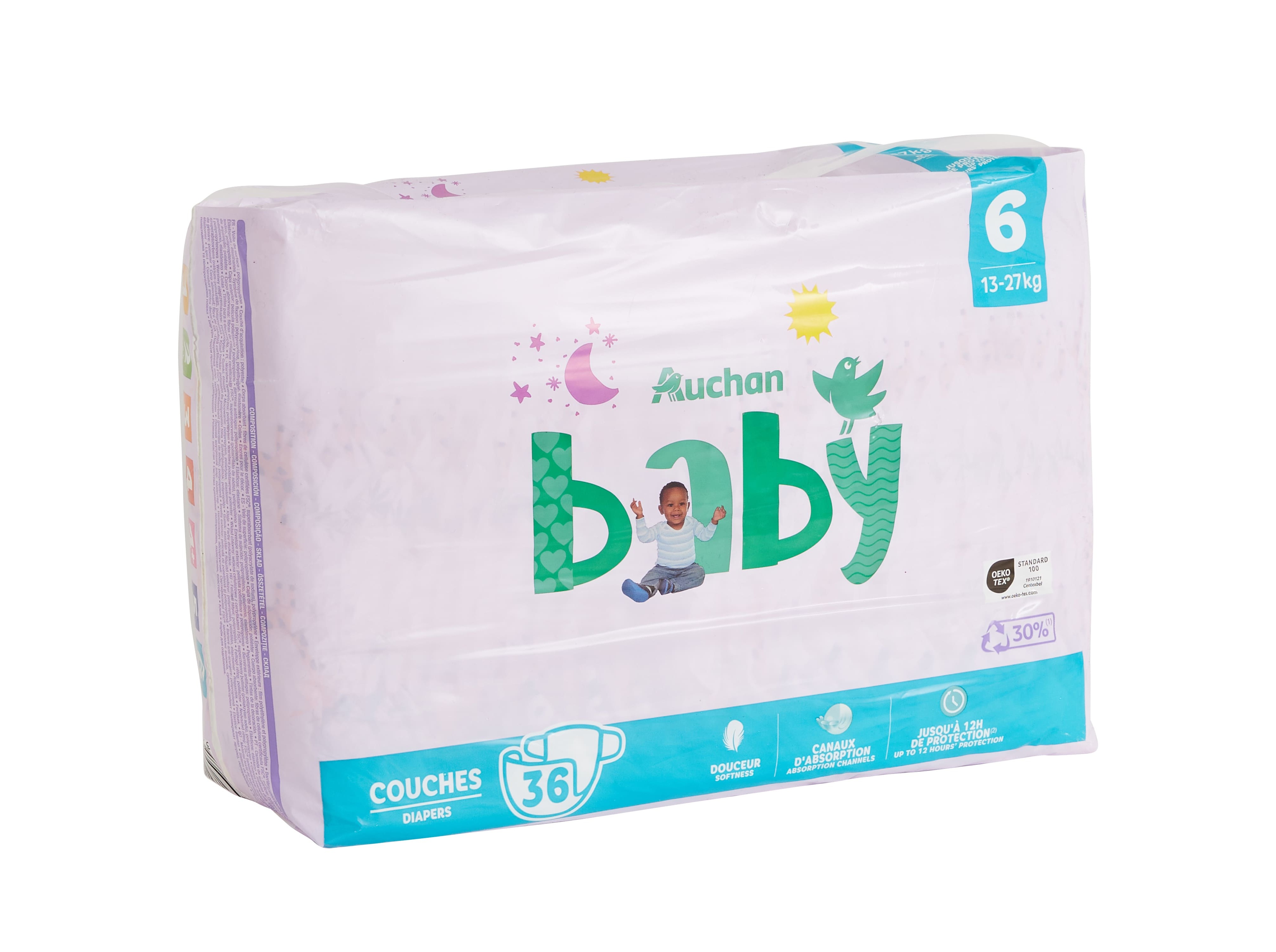 FRALDAS AUCHAN BABY T6 13-27KG 36UN