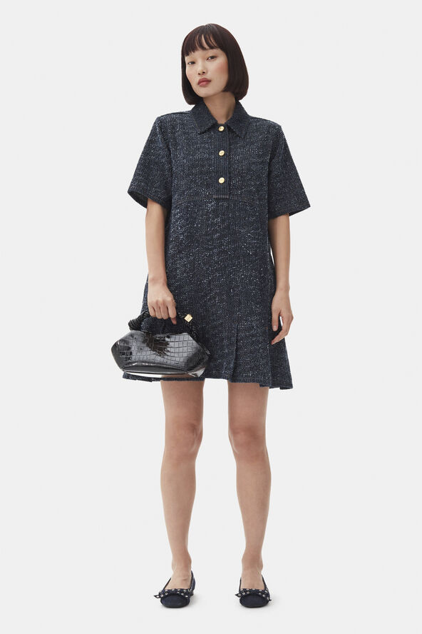 Ganni Fluffy Denim Mini Dress Rinse