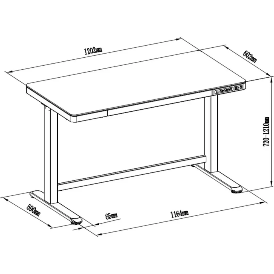 Elektrisch verstelbaar bureau / thuiswerkplek - 120x60 cm - Glas wit