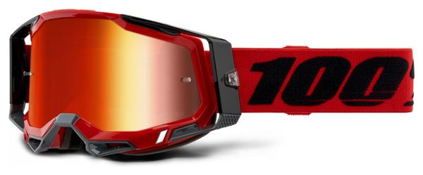 Masque 100% RACECRAFT 2 | Rouge Noir | Verres Mirror Rouges