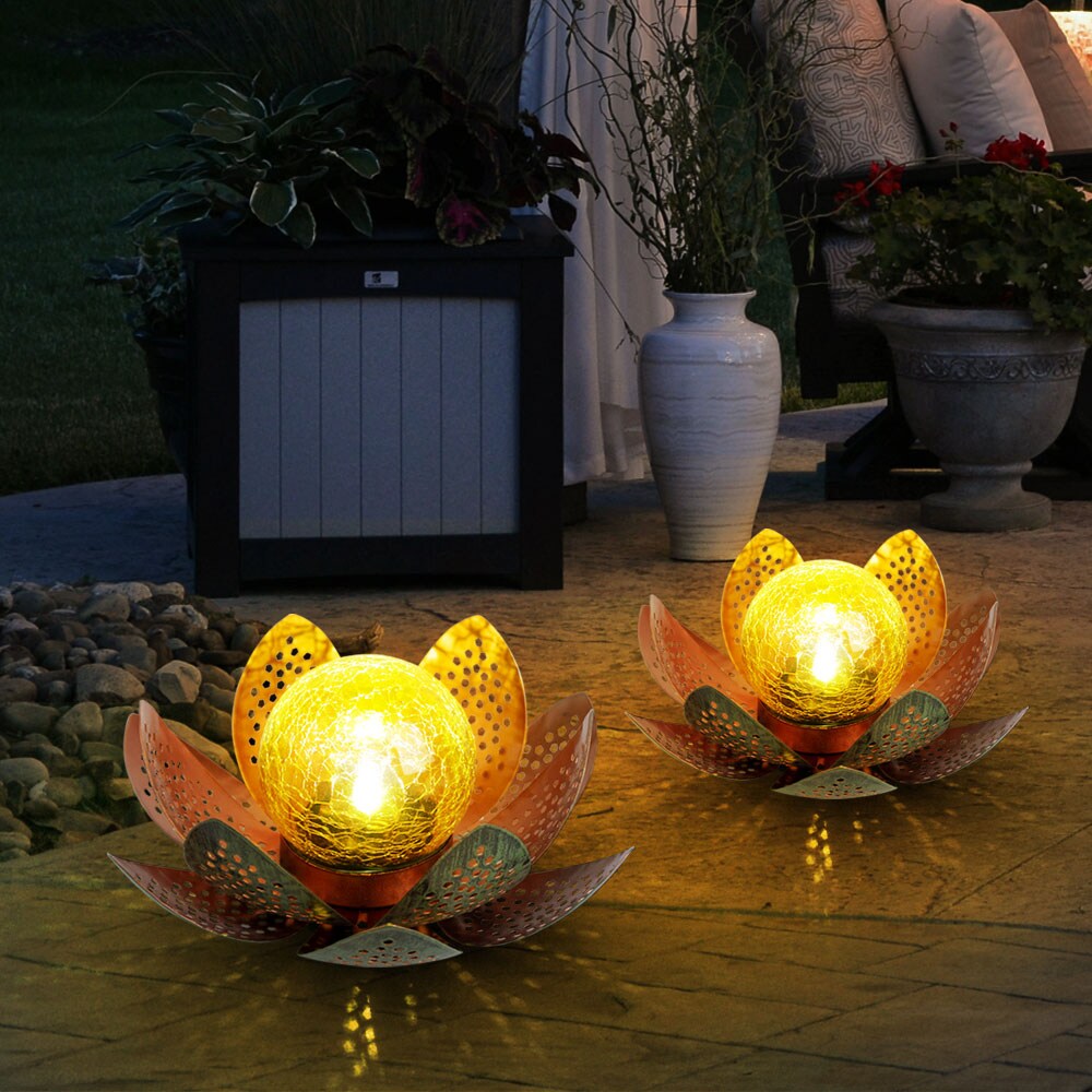 LED Solarleuchte, Lotusblume, grün, gold