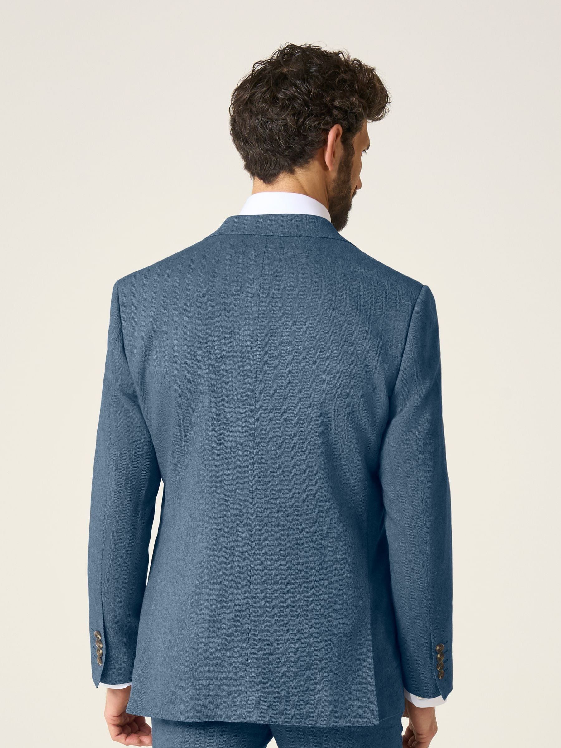 Blauw - Skopes maatgesneden Calvados colbert van linnenmix