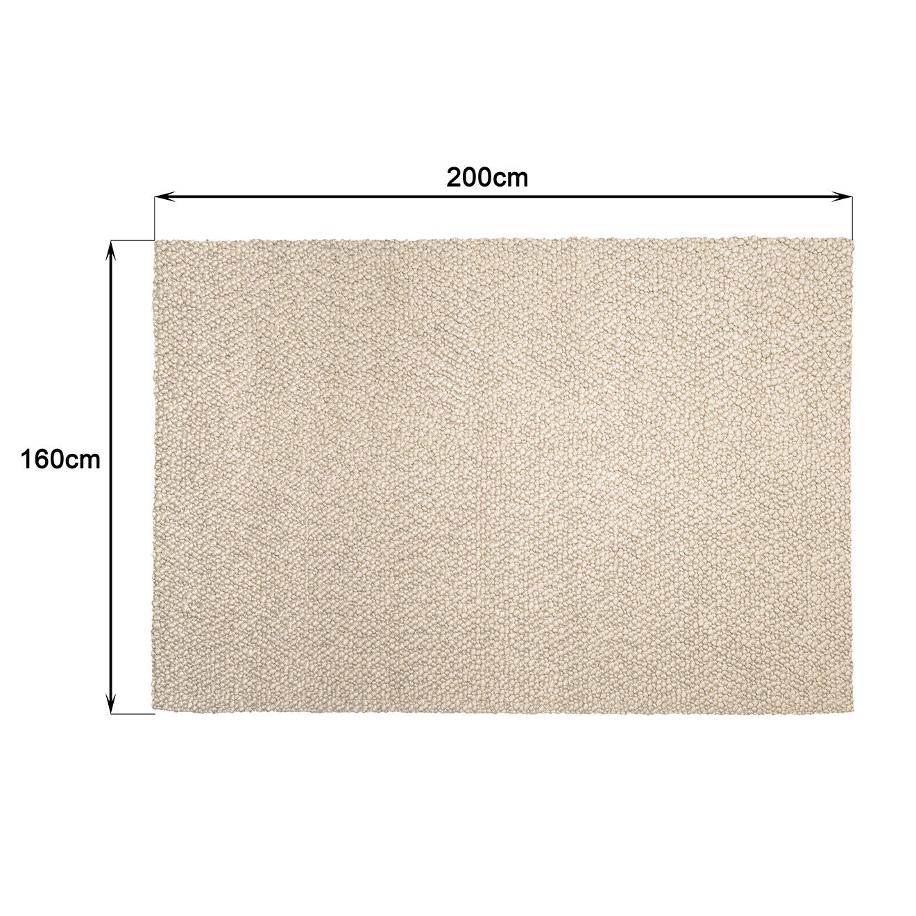 Macabane Tapis en Laine bouclée Quentin beige - 230x160 cm