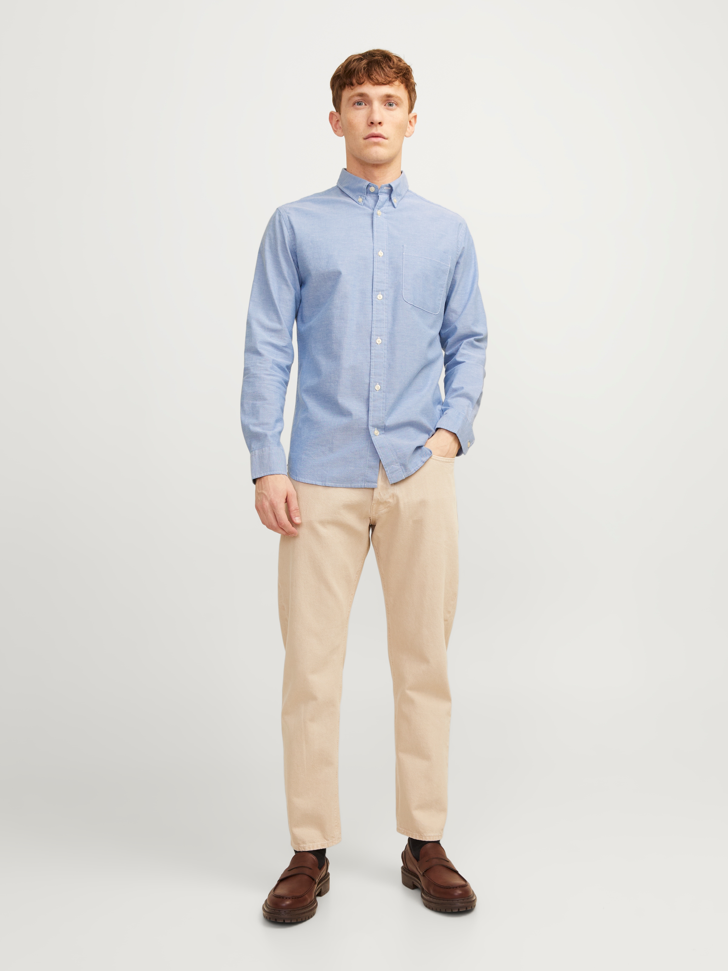 Jack & Jones Langarmhemd »BROOK OXFORD«, mit Button-Down Kragen