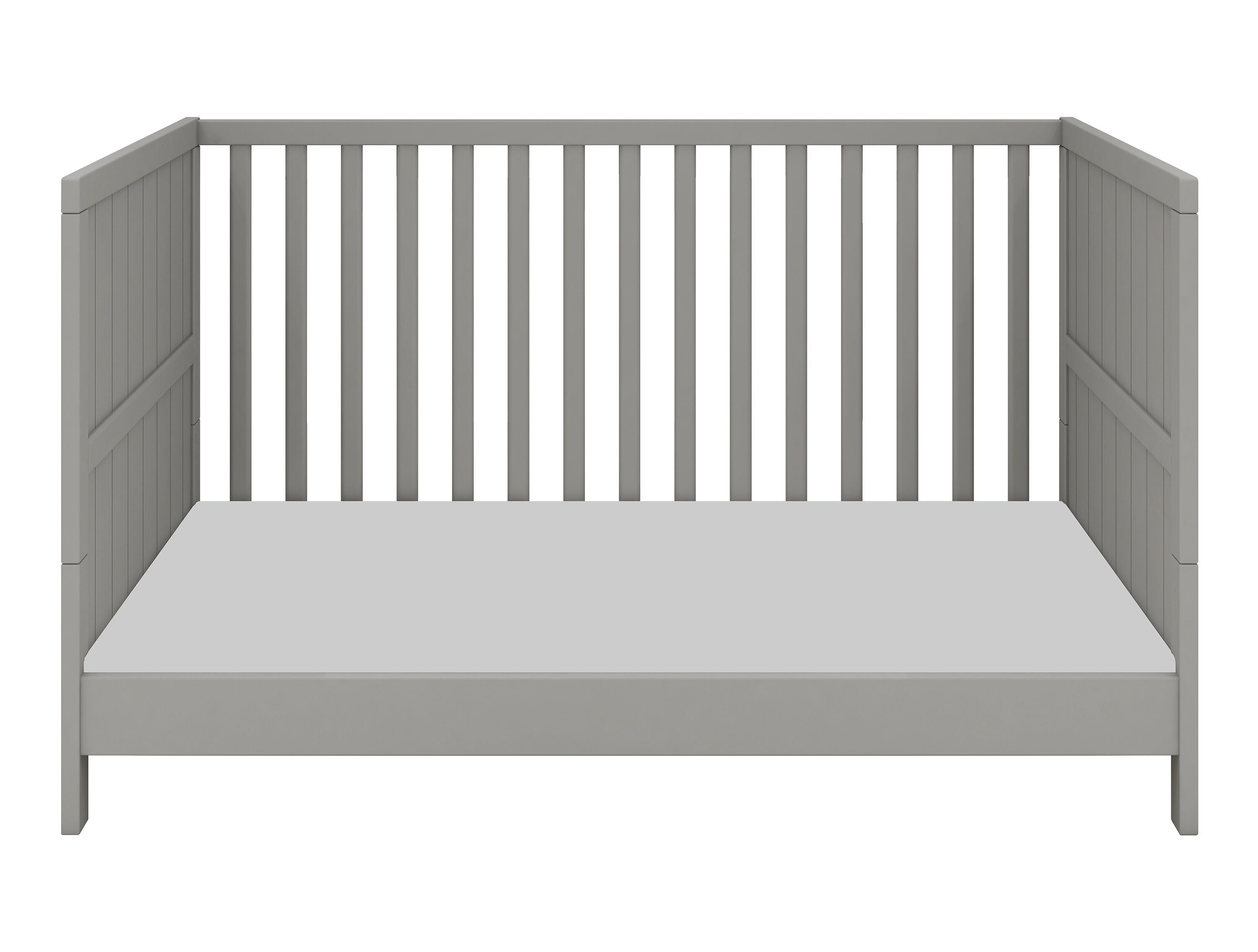 LUNA Babybett Grau 140x70cm gerillt - Grau / B: 74.6 cm x T: 144.4 cm x H: 83.6 cm