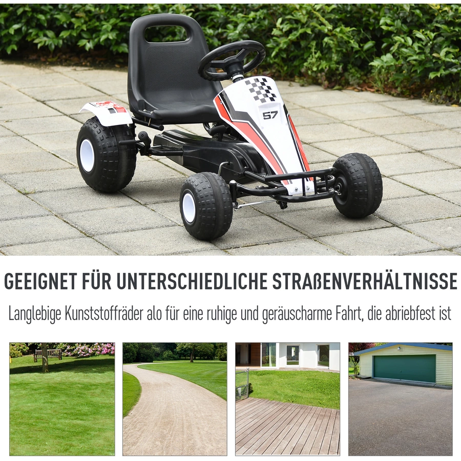 HOMCOM Kinder Go-Kart mit Handbremse weiß