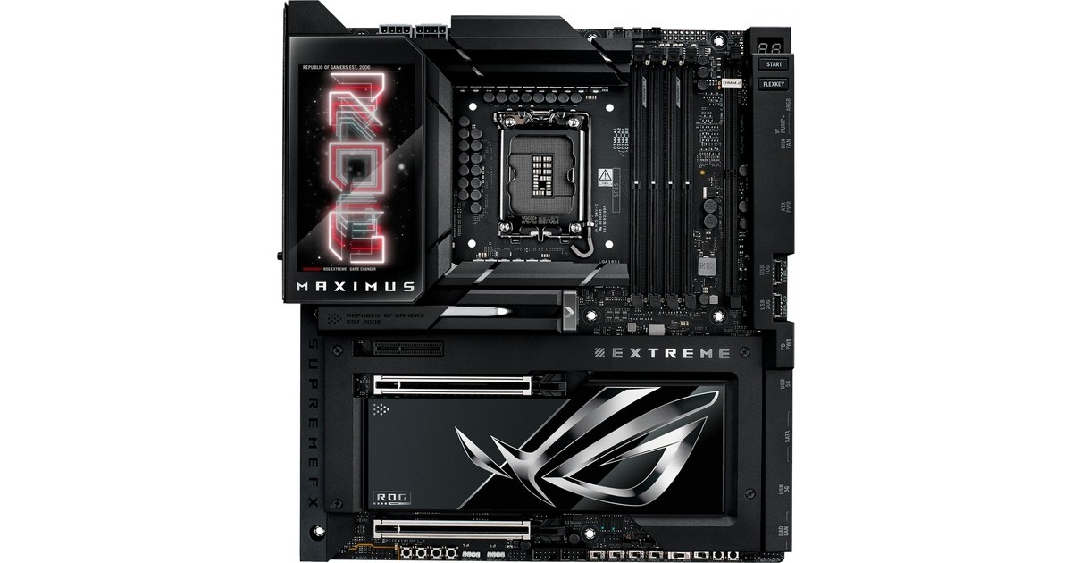 ASUSROG MAXIMUS Z890 EXTREME socket 1851 moederbord  (Zwart, RAID, 10Gb-LAN, 2.5Gb-LAN, Wi-Fi 7, BT, Sound, E-ATX)