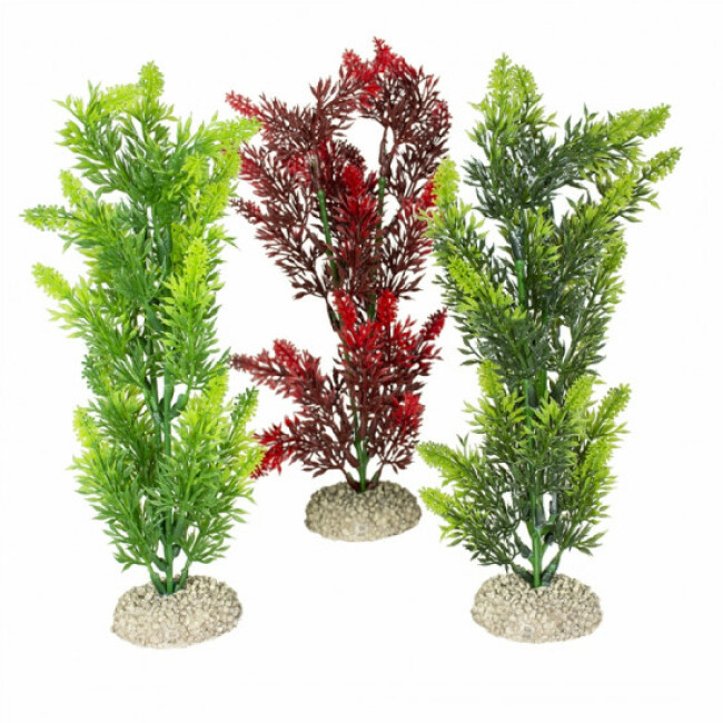 Décoration pour aquarium plante haute rouge/vert en plastique
