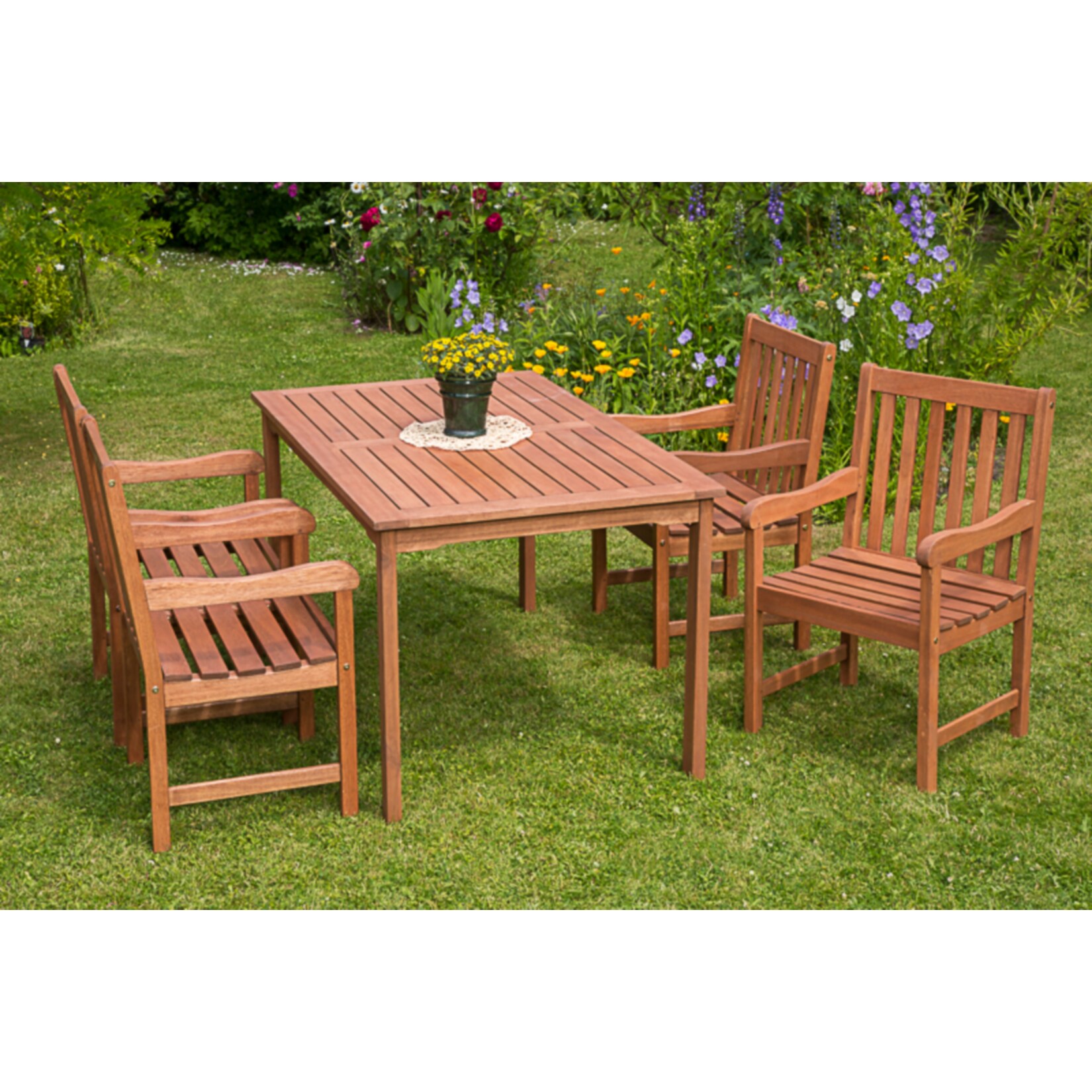 Merxx Tischgruppe Santos 5-tlg., mit 4 Sessel und Tisch 150x90cm