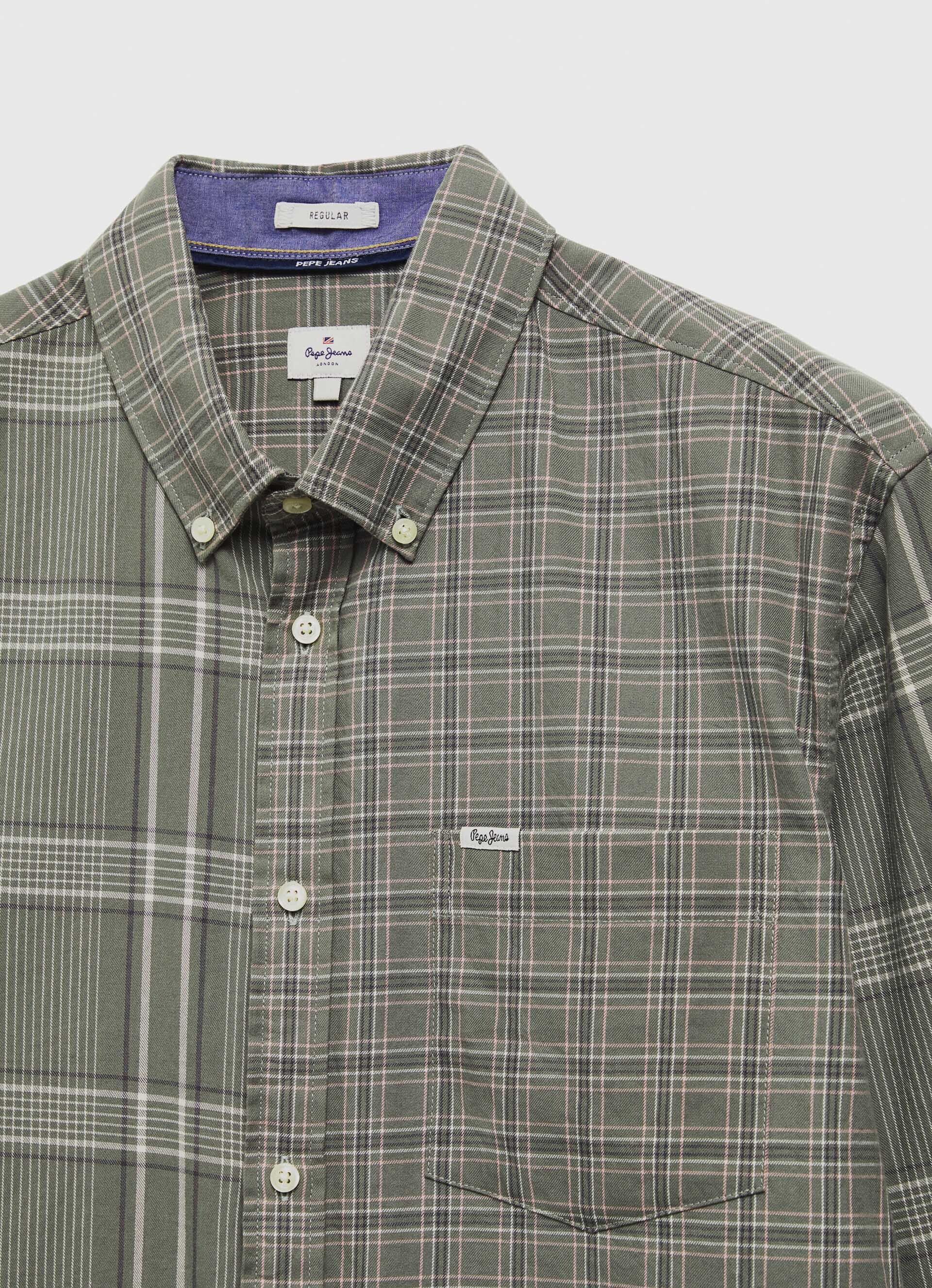 CAMISA XADREZ MISTA DE CORTE REGULAR - verde-esmeralda