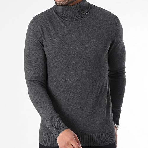 Pull Col Roulé Emil Vert Gris Anthracite Chiné