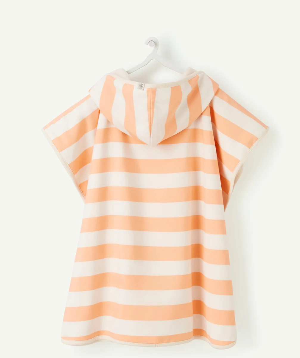LASSIGPONCHO DE PLAGE ANTI-UV RAYÉ ÉCRU ET PÊCHE