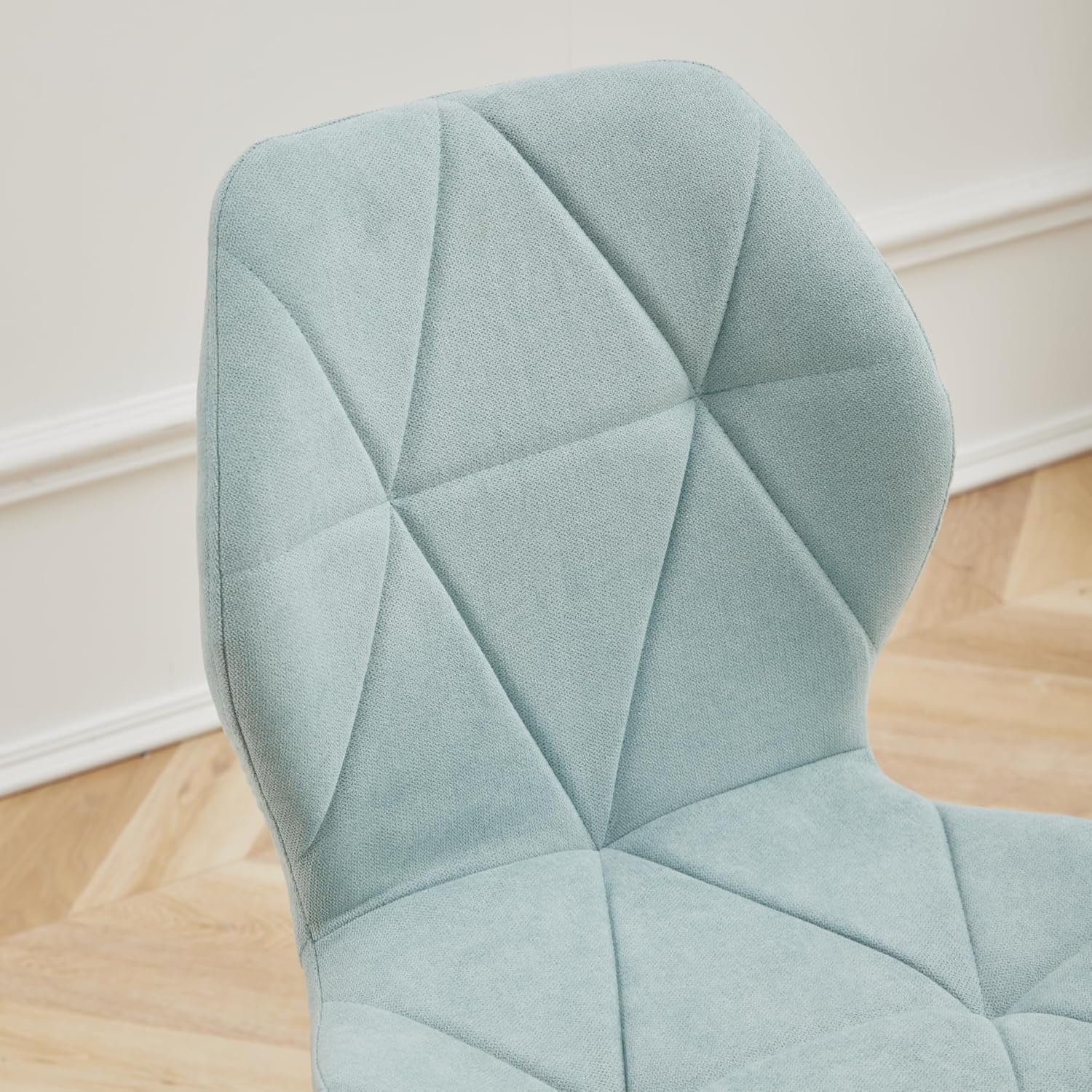 Esstisch und Stuhlset, 100 cm Runder Esstisch und 4 Moderne Leinenstühle, für Esszimmer, Küche, Wohnzimmer (Dunkel+ Mint)