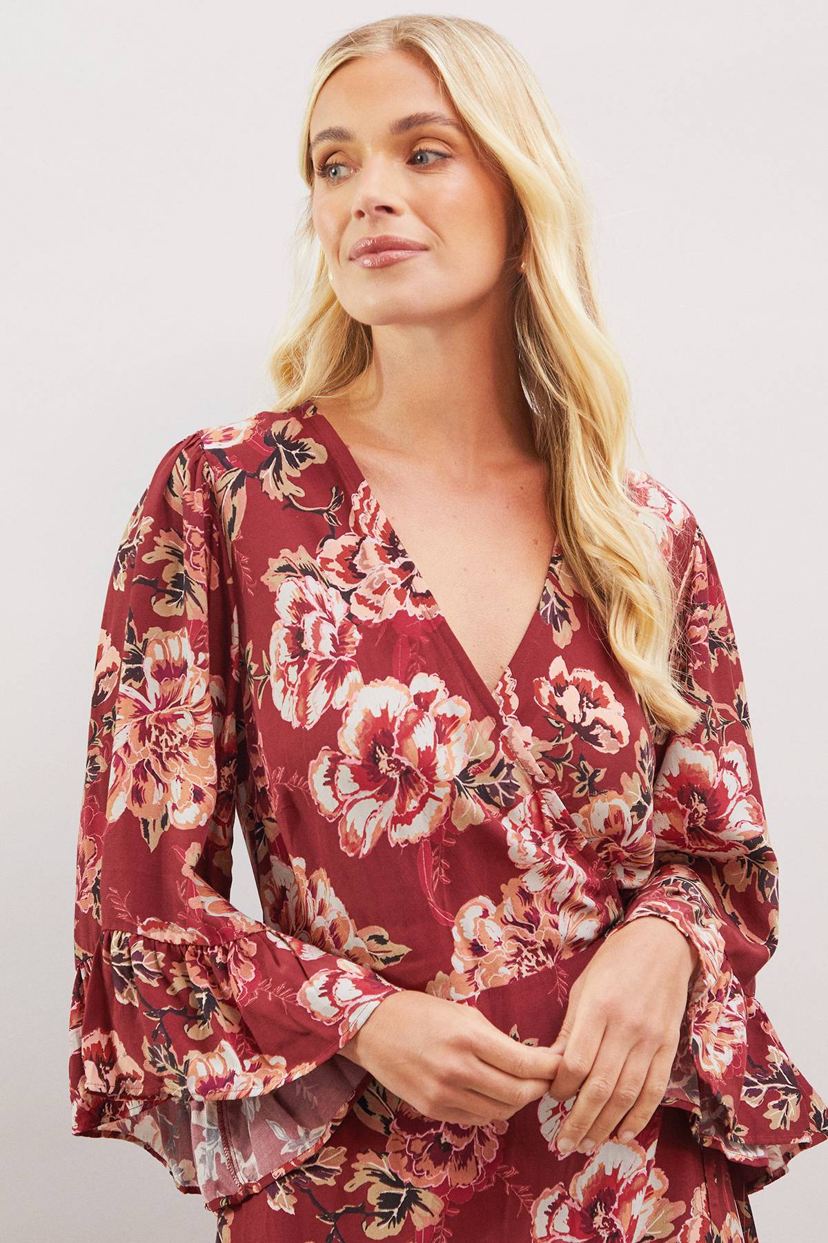 Wallis Robe Portefeuille en Viscose à Imprimé Floral Petite