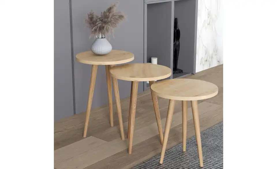 Couchtisch 3er-Set 34 cm 34 cm 34x34 Eiche, Eiche (Nachbildung)