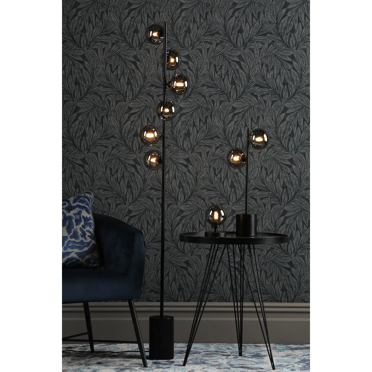 Lumiere Lampadaire 6 Lumières Verre Fumé
