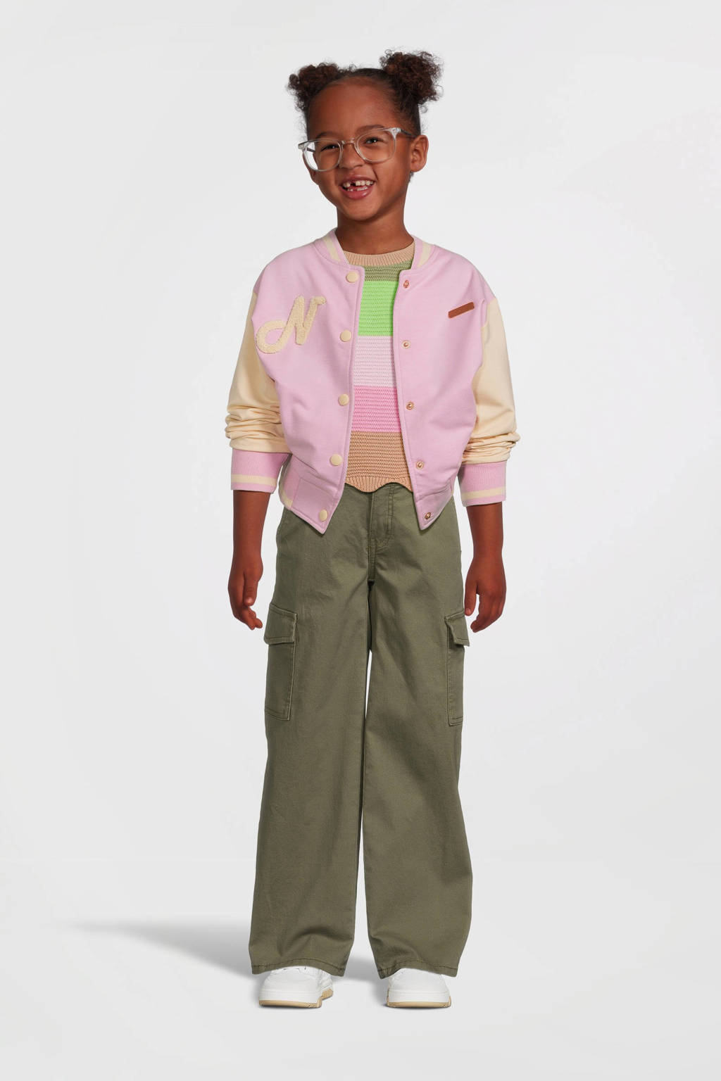 NAME IT wide leg cargobroek NKFROSE army groen