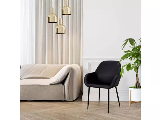 Fauteuil Giulia Noir Velours Cotele - Lot de 2