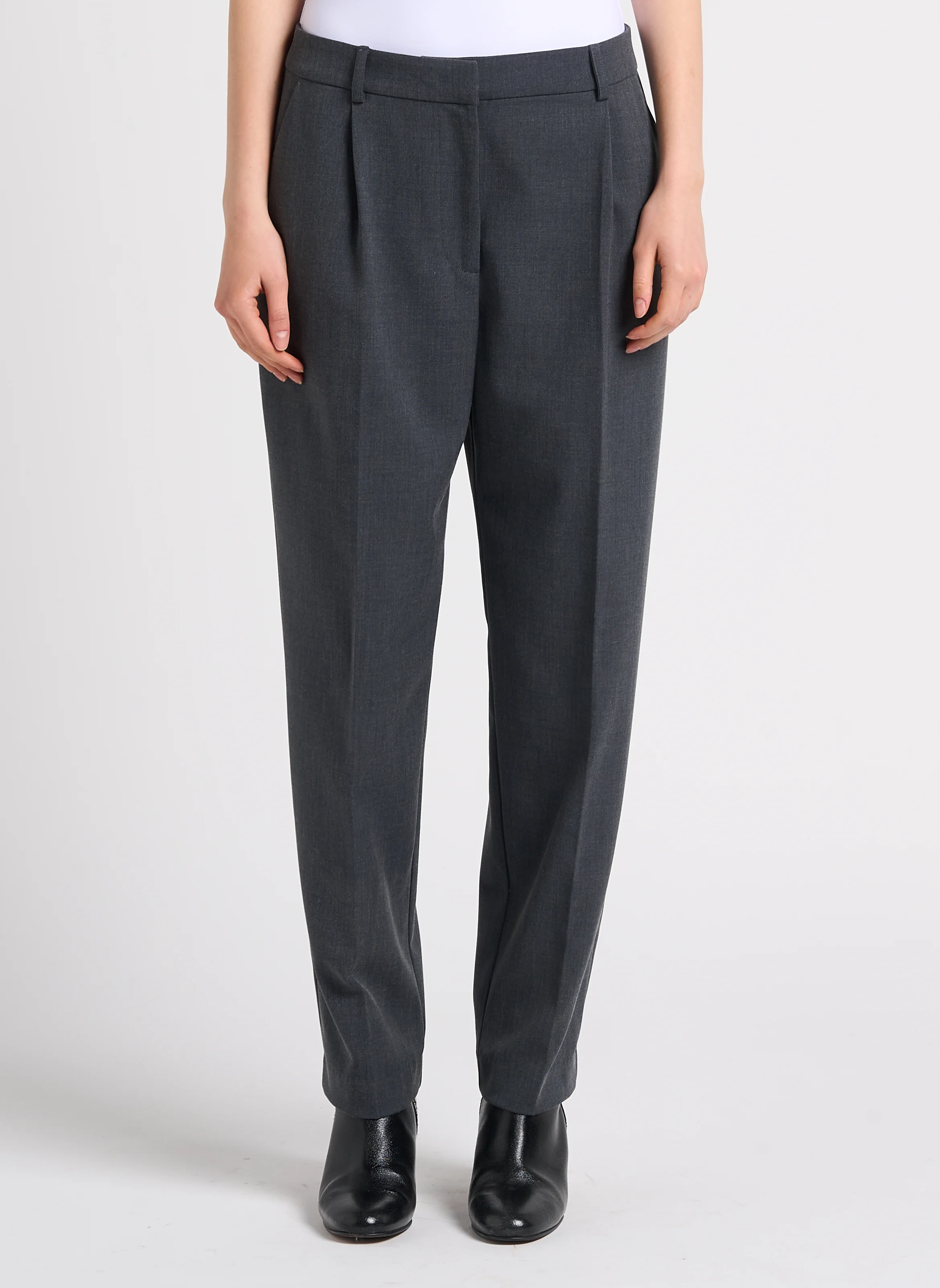 Pantalon à pinces droit | Gris