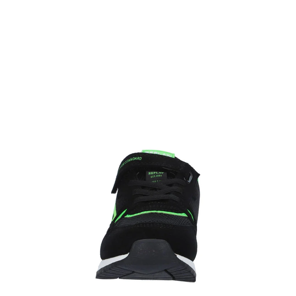 REPLAY Shoot Jr suède sneakers zwart/groen