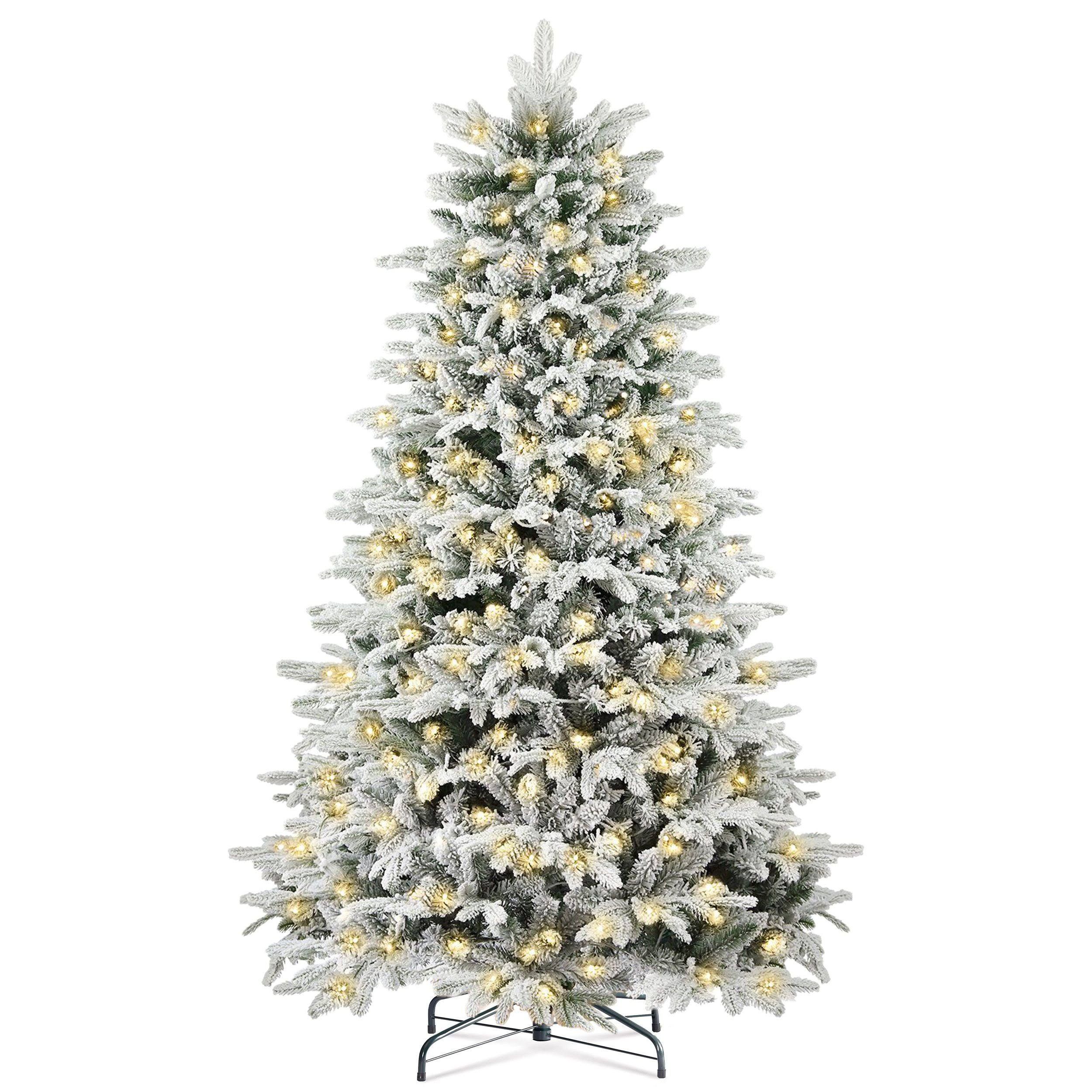 Vankel Künstlicher Weihnachtsbaum Christbaum mit Schnee mit LEDs