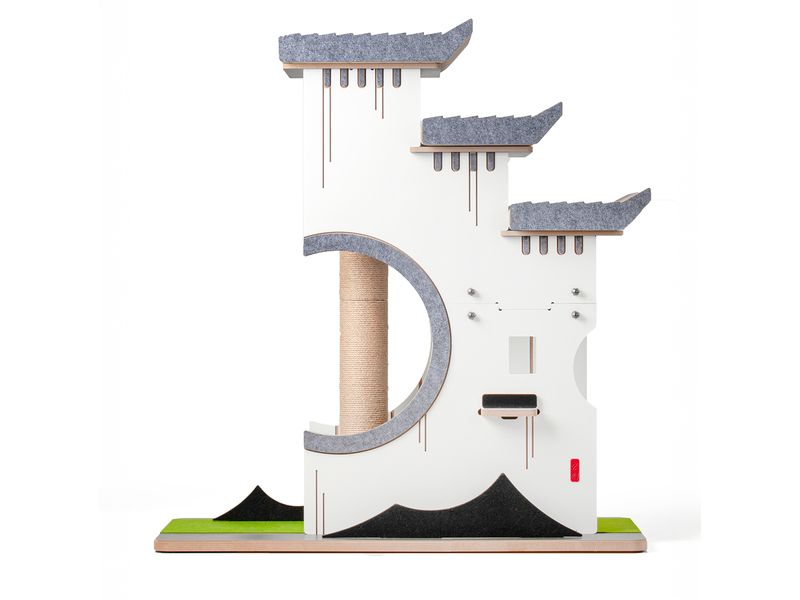 CanadianCat Design-Kratzmöbel Château Tatzberg Grau/Weiss Stilvolles Kratzmöbel für Katzen mit Kletterturm