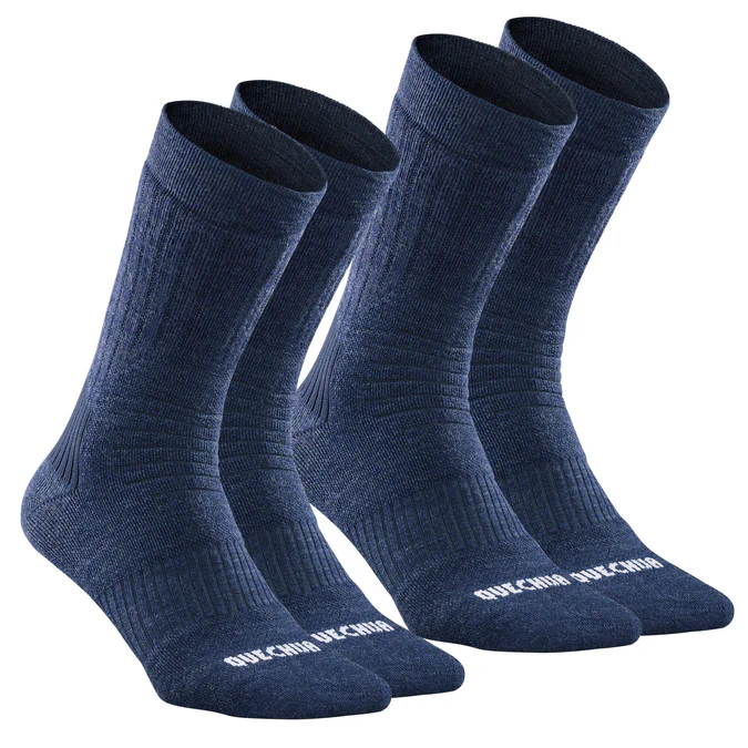 Decathlon Quechua - Meias de inverno quentinhas Quechua SH100 para caminhadas - 2 pares