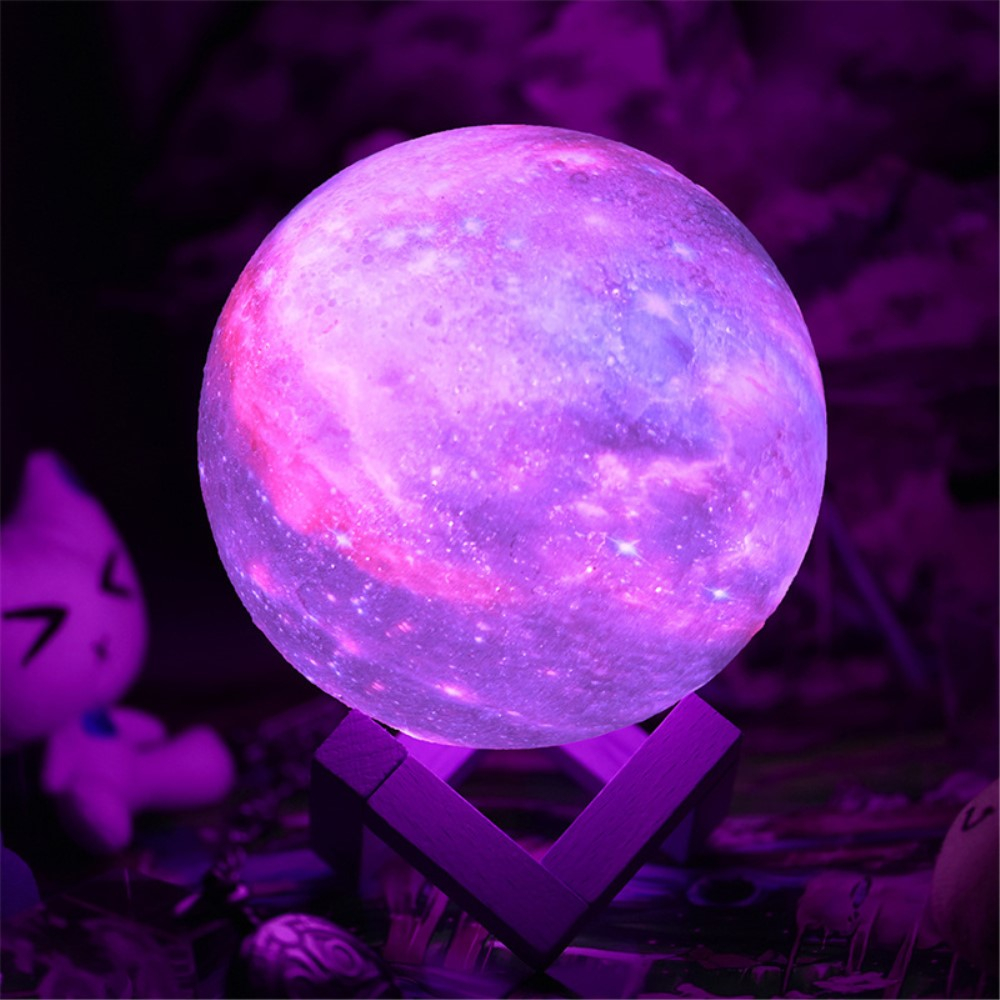 (Ø15cm) 3D LED Mond Lampe Nachtlicht USB Deko Beleuchtung mit Touch   Fernbedienung - Bunt