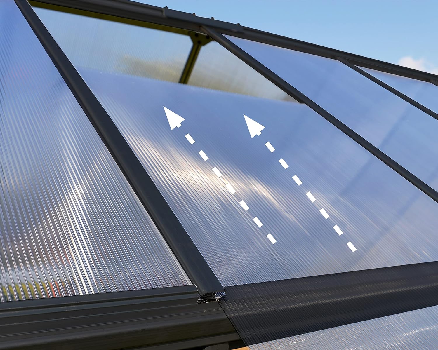 Palram Aluminium GewächsHaus Gartenhaus Hybrid 6x10 anthrazit /310x185x209 cm (LxBxH),Grau