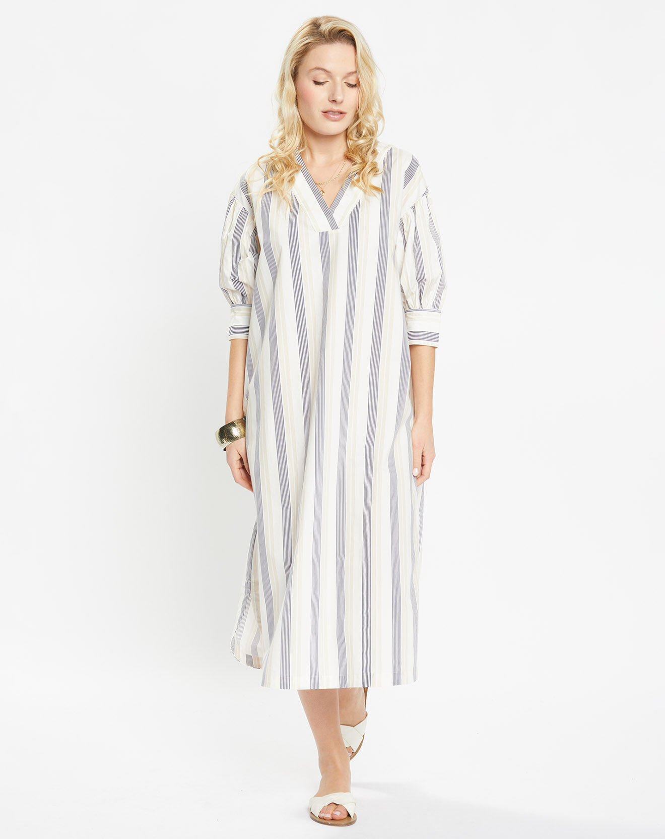 Jodhpur Robe Paula à rayures beige