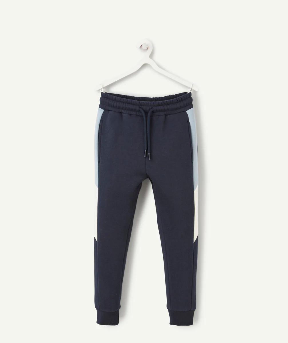 JOGGING GARÇON EN FIBRES RECYCLÉES BLEU ET BLANC