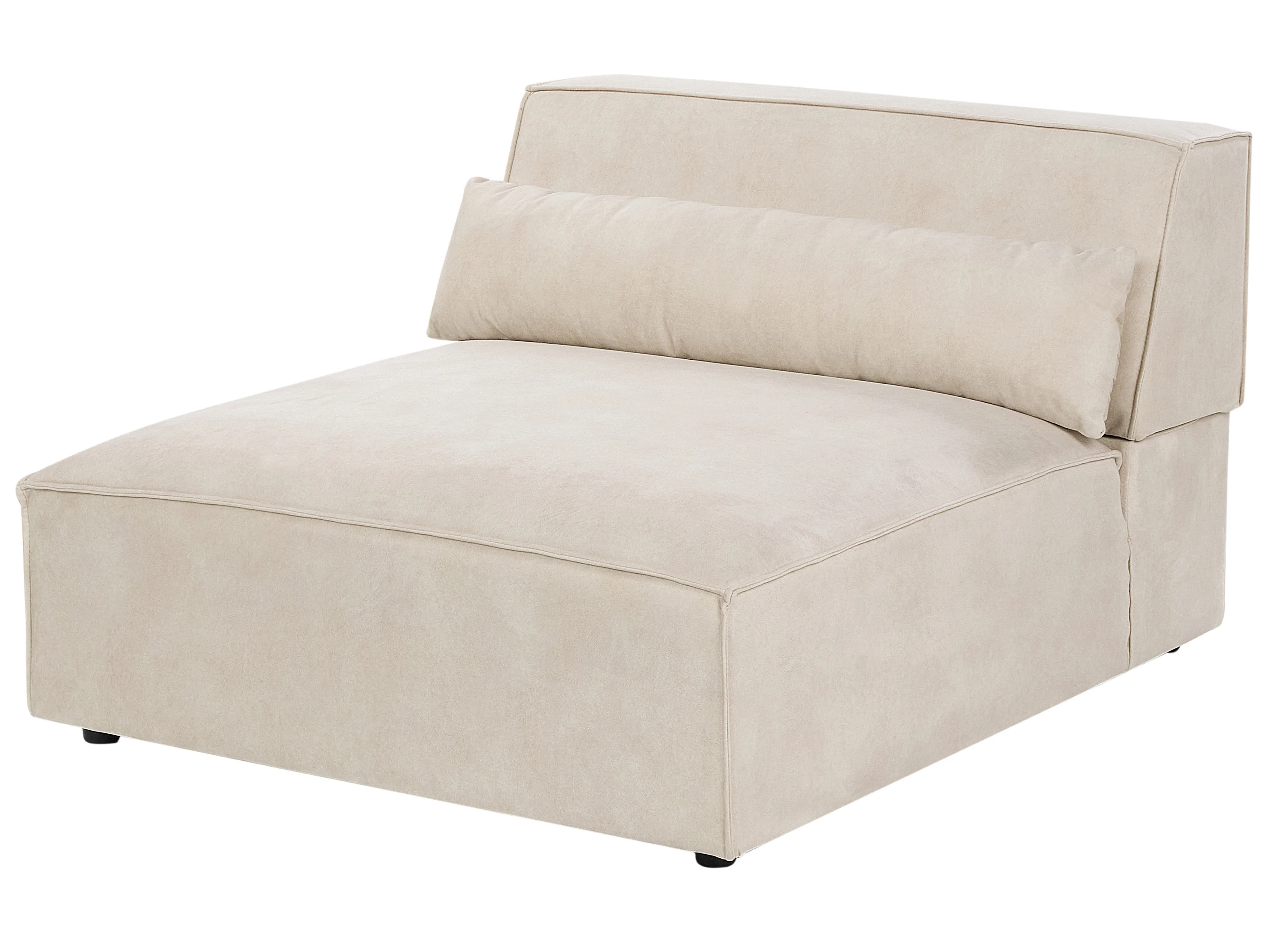 Modulaire hoekbank 3-zits HELLNAR Fluweel Lichtbeige met ottomaan linkszijdig