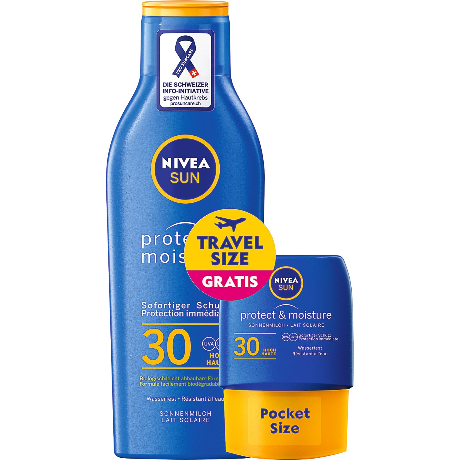 Nivea Sun Protect & Moisture Sonnenmilch LSF 30 250 ml + Pocket Size LSF 30 50 ml