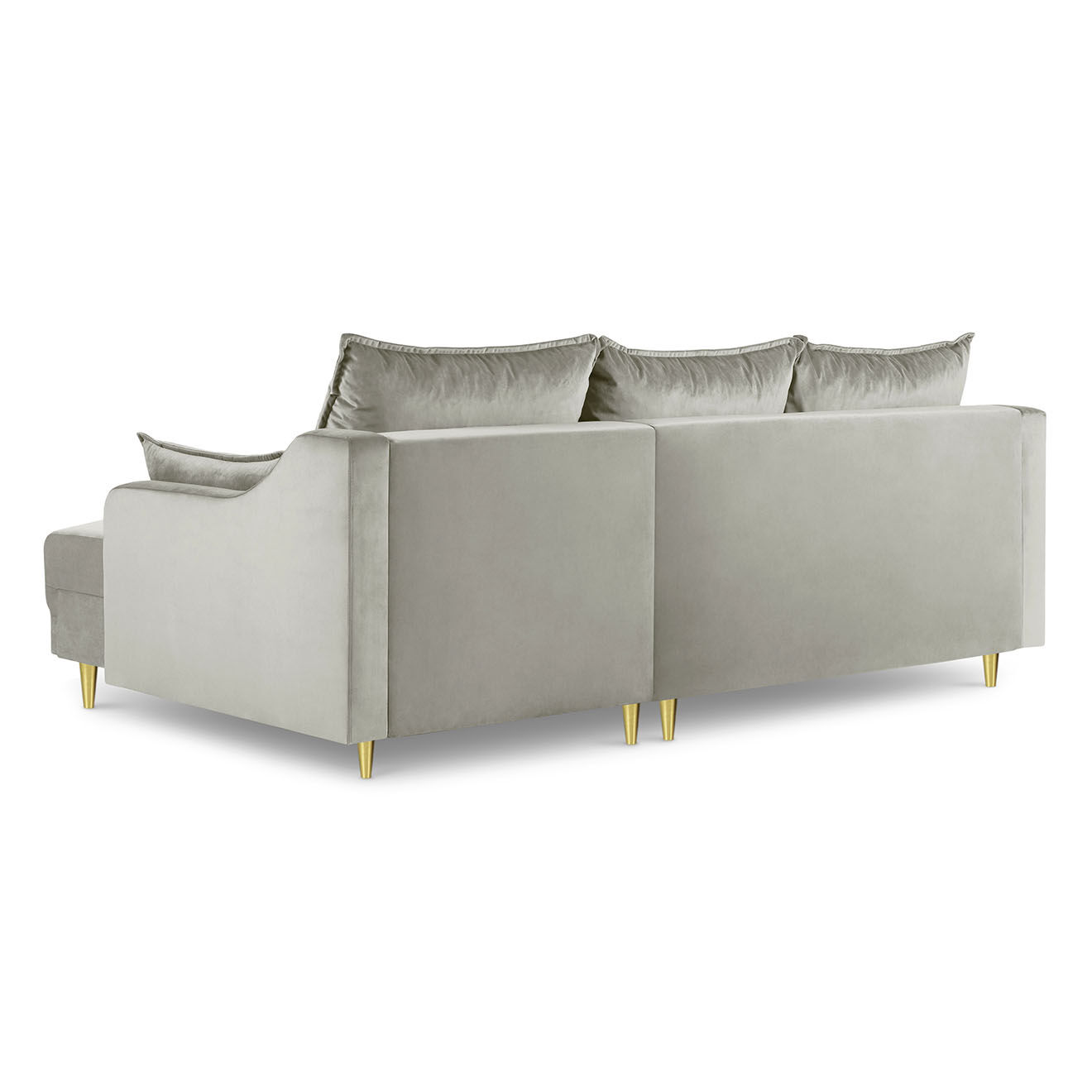 Mazzini Sofas Canapé d'angle droit Réversible Convertible & Coffre Freesia en Velours 4 Places beige - 220x150x90 cm